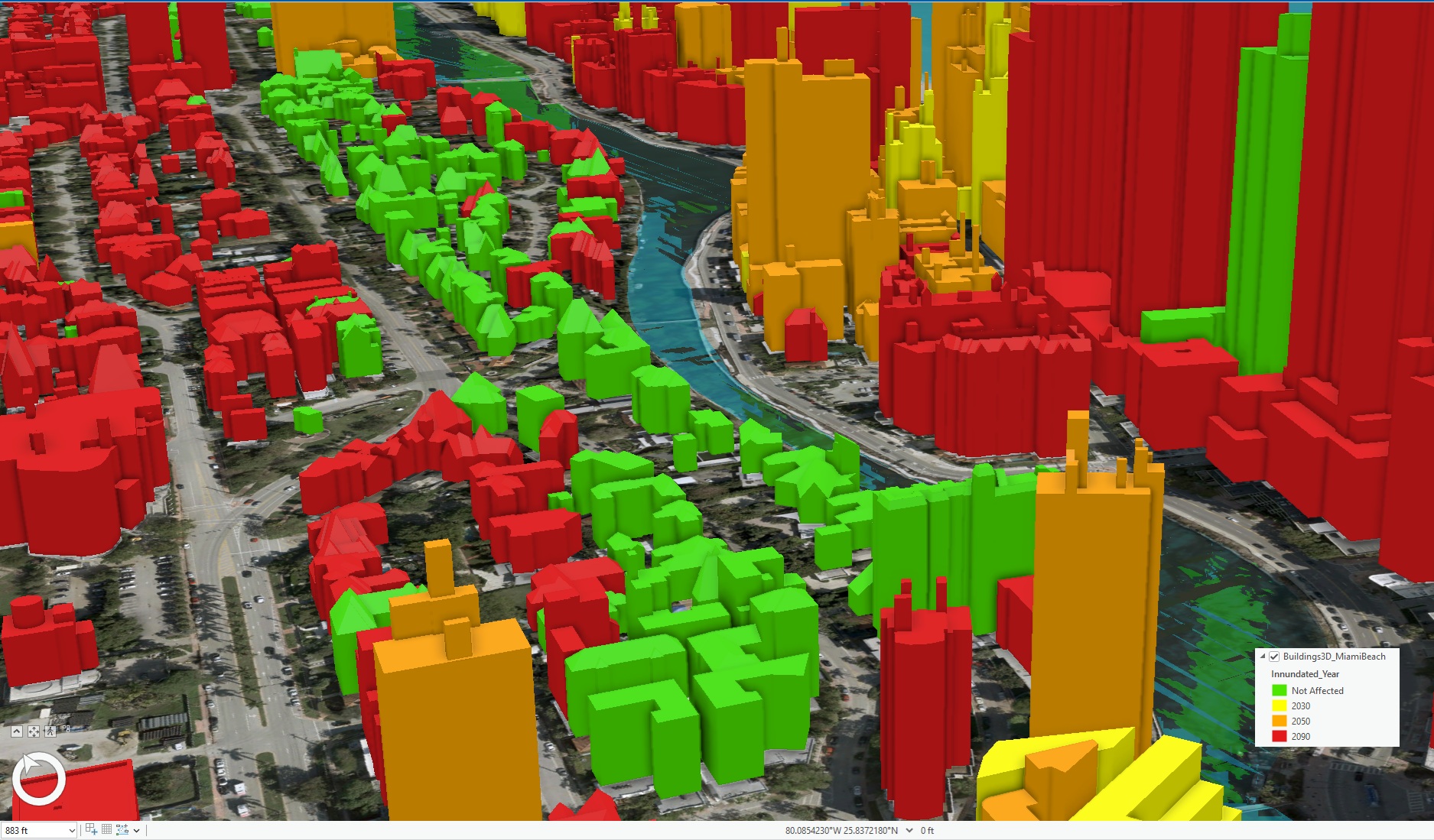 3D terrain model with excavation areas